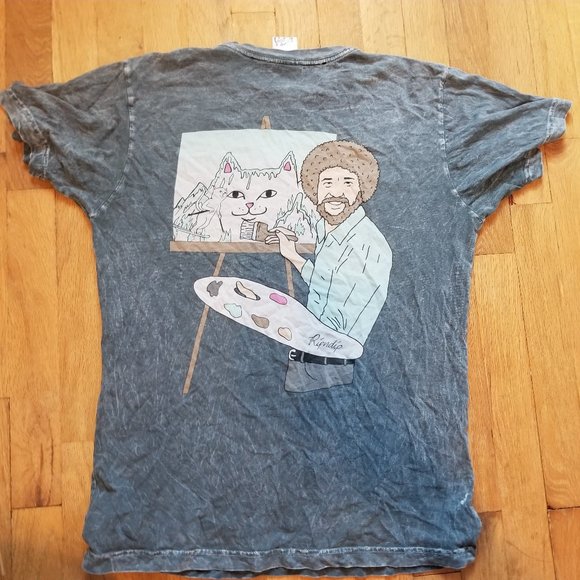 Ripndip Other - RIPNDIP T Shirt Bob Ross Gray Lord Nermal acid wash paintbrush Size Medium